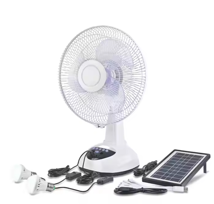 12 Inch Rechargeable Table Fan solar fan battery rechargeable table fan with power bank