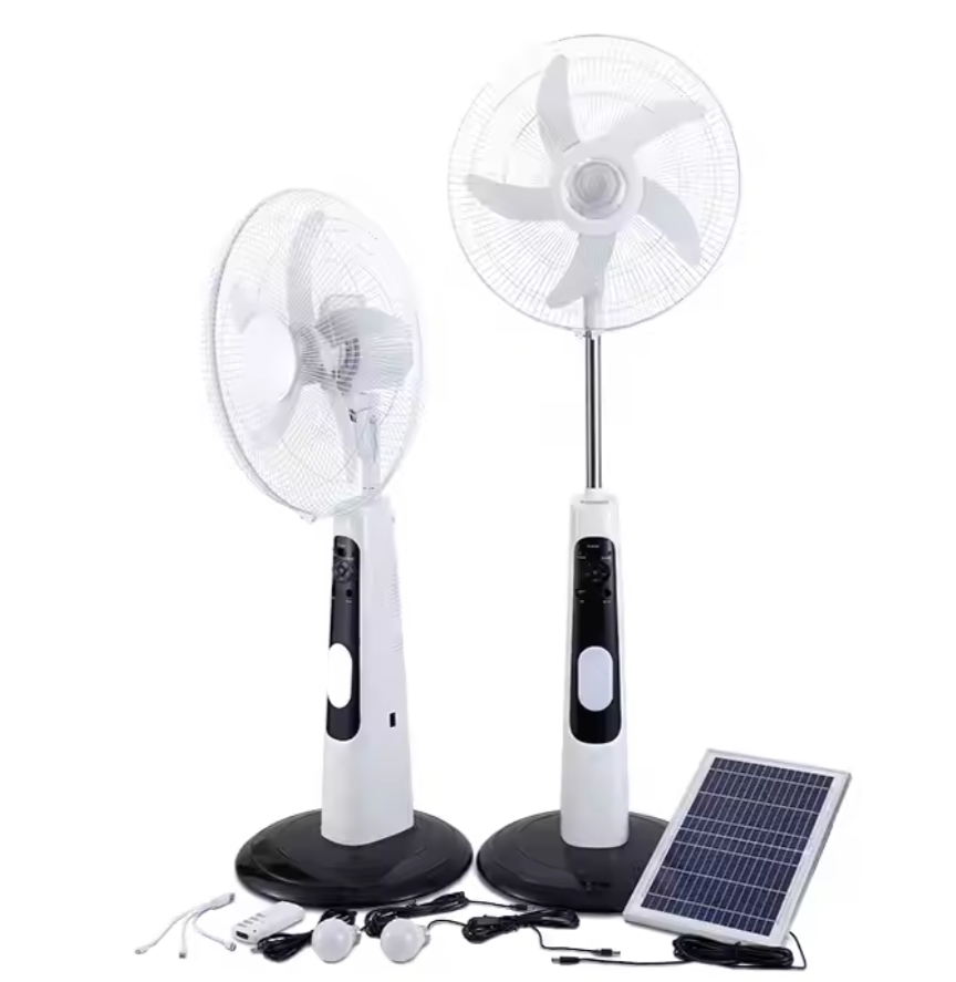  16 inch rechargeable standing solar powered fan with remote and light